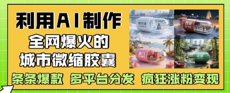 利用AI制作全网爆火的城市微缩胶囊，条条爆款， 多平台分发，疯狂涨粉变现-汉兴项目网创资源网