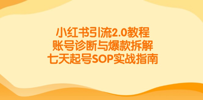 小红书引流2.0教程，账号诊断与爆款拆解，七天起号SOP实战指南-汉兴项目网创资源网