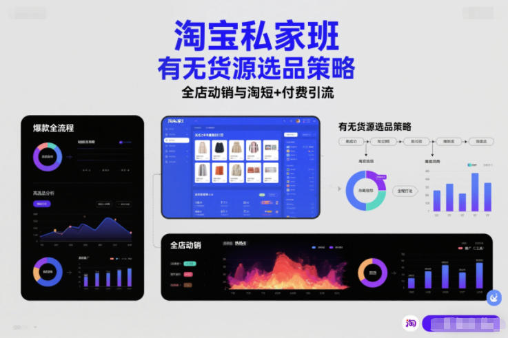 淘宝私家班，有无货源选品策略，高成功率爆款全流程打法，全店动销与淘短+付费引流(更新)-汉兴项目网创资源网