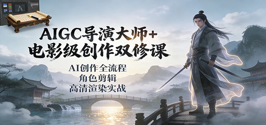 AIGC导演大师+电影级创作双修课:AI创作全流程、角色剪辑、高清渲染实战-汉兴项目网创资源网