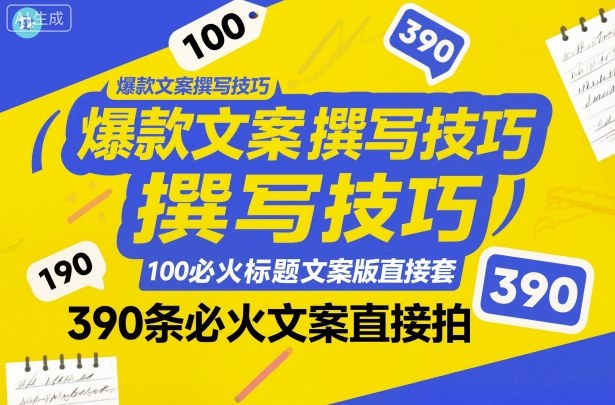 爆款文案撰写技巧,100个必火标题文案模版直接套,390条必火文案直接拍-汉兴项目网创资源网