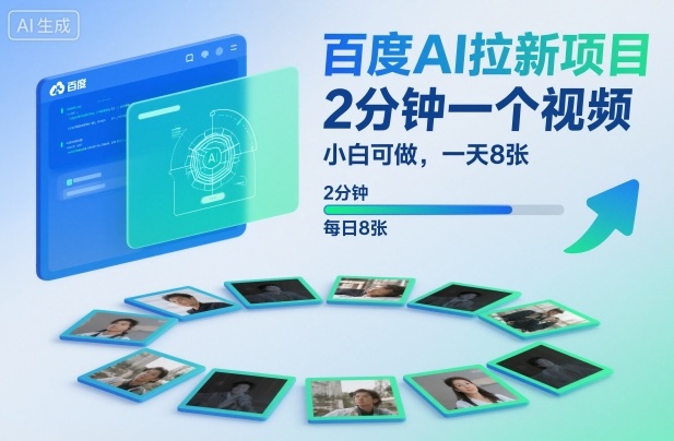 百度AI拉新项目，2分钟一个视频，小白可做，一天8张【附案例+保姆级教程】-汉兴项目网创资源网