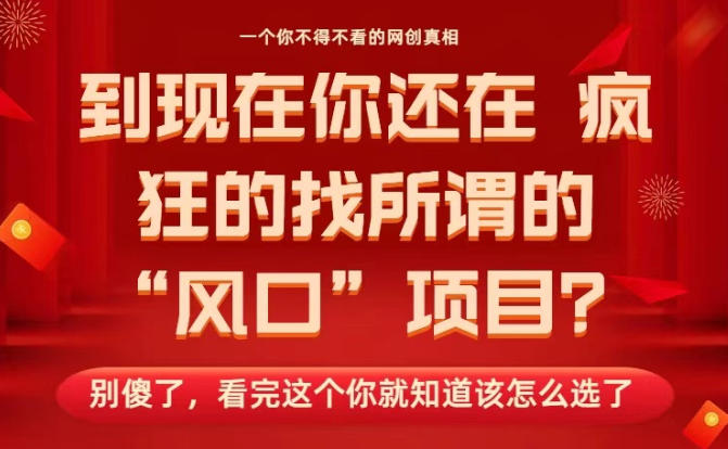 马上26年了，你还在找所谓的风口项目？别傻了，看完这个你全都懂了！【揭秘】-汉兴项目网创资源网