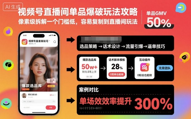 视频号直播间单品爆破玩法攻略,像素级拆解一个门槛低,容易复制到直播间玩法-汉兴项目网创资源网