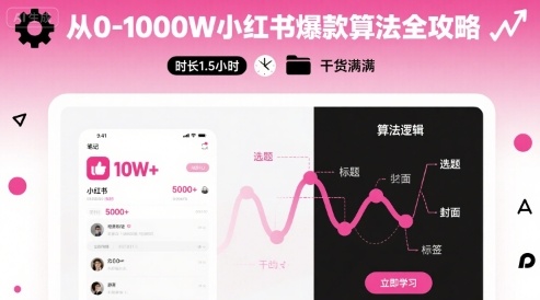 从0-1000W小红书爆款算法全攻略,时长1.5小时,干货满满