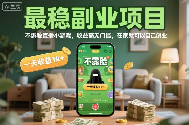 最稳副业项目,不露脸直播小游戏,收益高无门槛,一天收益1k+,在家就可以自己创业【揭秘】-汉兴项目网创资源网
