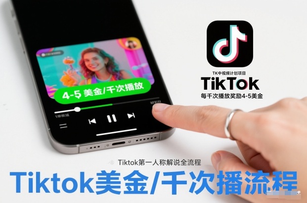 TK中视频计划项目,Tiktok第一人称解说流程,每干次播放奖励4-5美金-汉兴项目网创资源网