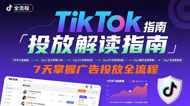 TikTok投放解读指南：后台操作/计划建立/模式选择，7天掌握广告投放全流程-汉兴项目网创资源网